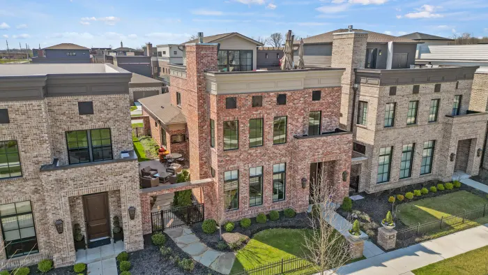 Brick townhomes from above