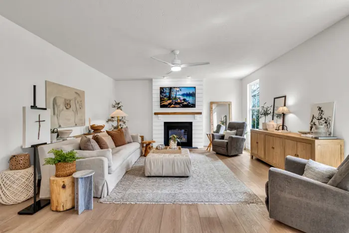 Living room with fireplace