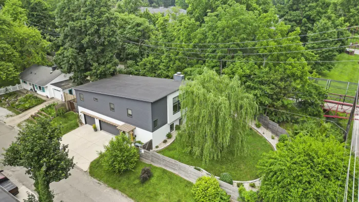 Drone photo of a modern home
