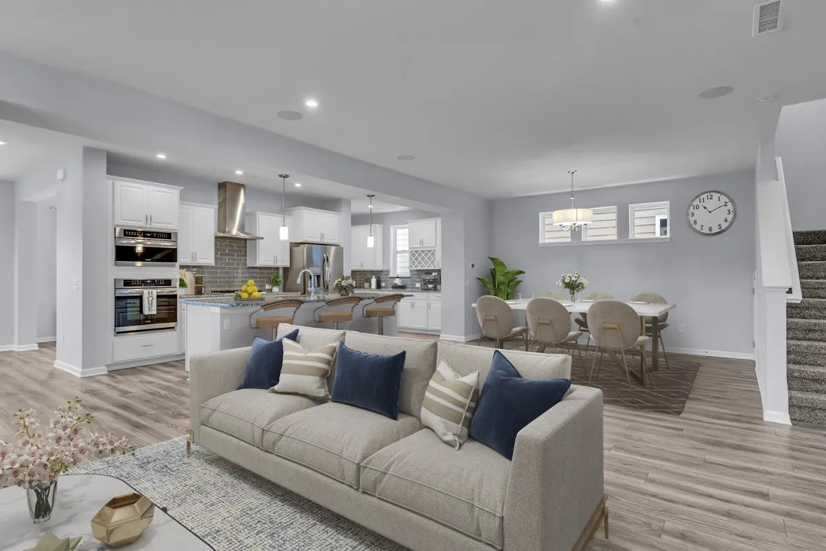 Great room virtually staged
