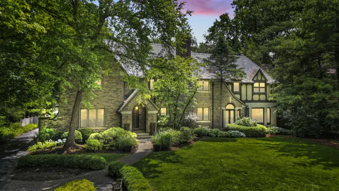 Tudor home at twilight