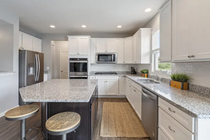 White kitchen with island